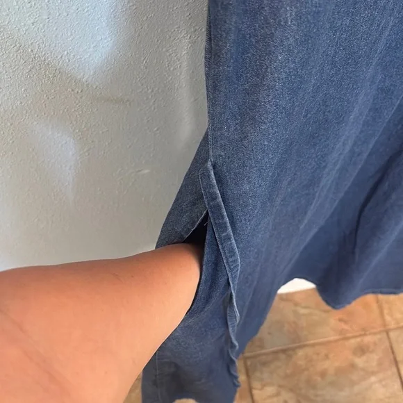 The Vermont Country Store Women's Sleeveless Denim Pintuck Jumper Dress sz M - Picture 7 of 7